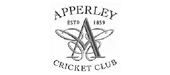 Logo of Apperley Cricket Club with a black and white design.