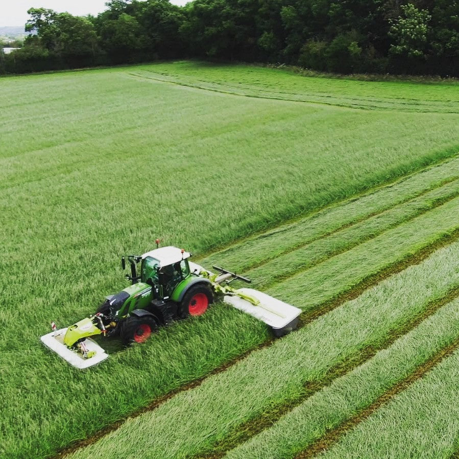 Photo of GFS Long Term Hay mix by Green Farm Seeds — featuring grass being mown in a Field, shown in green, suitable for Agriculture