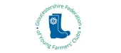Logo of the Gloucestershire Federation of Young Farmers' Clubs with a blue boot design.